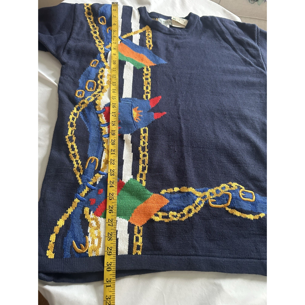 Vintage 90s Y2K Izod Novelty Sweater Womens Size XL Blue Classic Comfort NWT - Picture 8 of 9